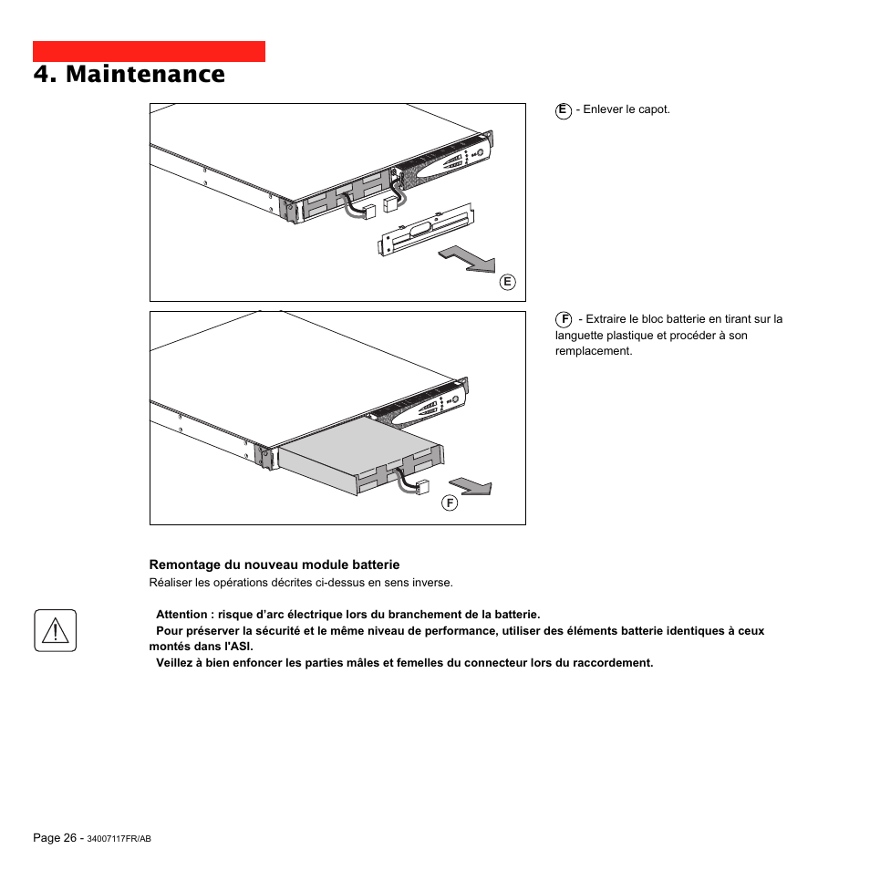 Maintenance | MGE UPS Systems 800 Rack User Manual | Page 59 / 196