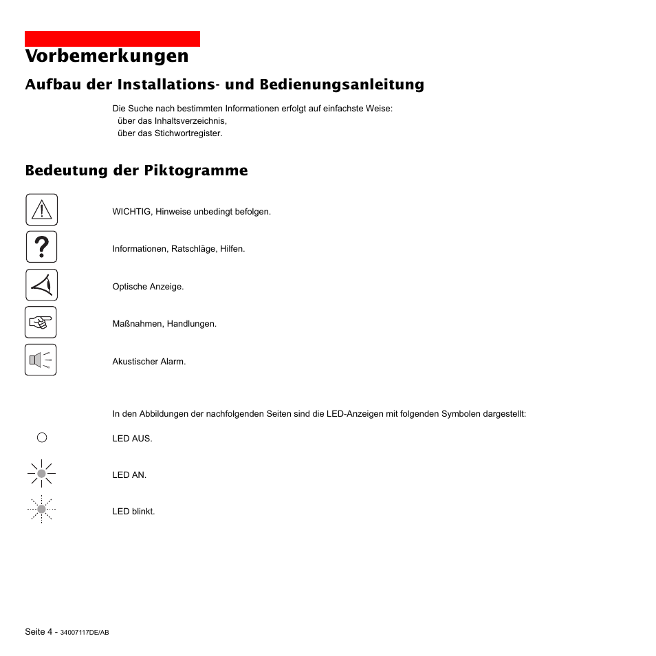 Vorbemerkungen, Aufbau der installations- und bedienungsanleitung, Bedeutung der piktogramme | MGE UPS Systems 800 Rack User Manual | Page 69 / 196