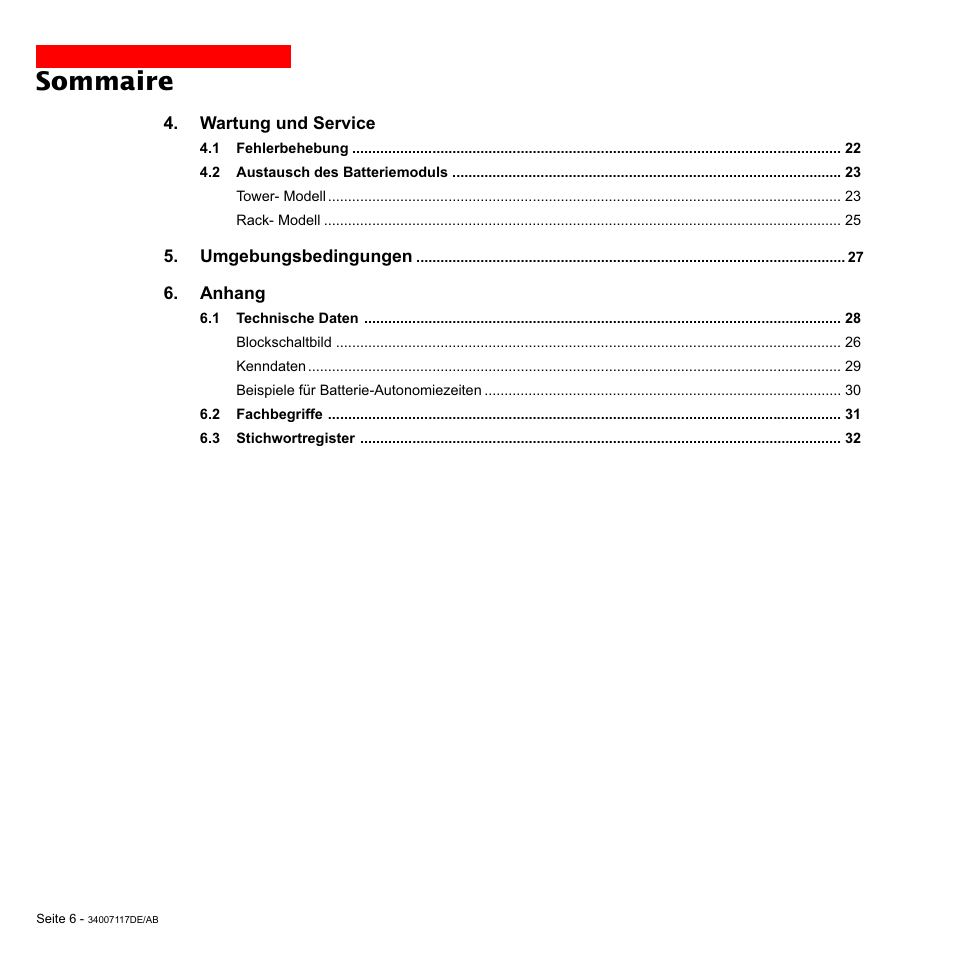 Sommaire | MGE UPS Systems 800 Rack User Manual | Page 71 / 196