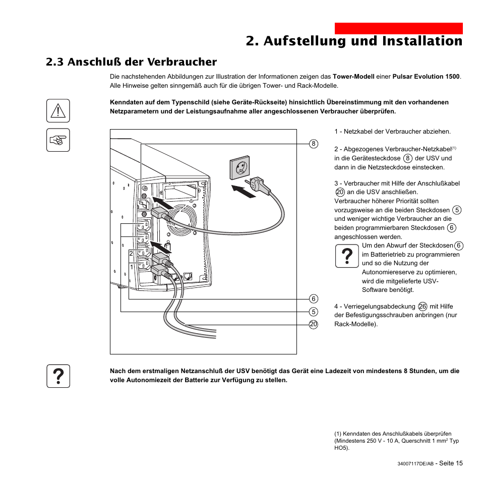 Aufstellung und installation, 3 anschluß der verbraucher | MGE UPS Systems 800 Rack User Manual | Page 80 / 196