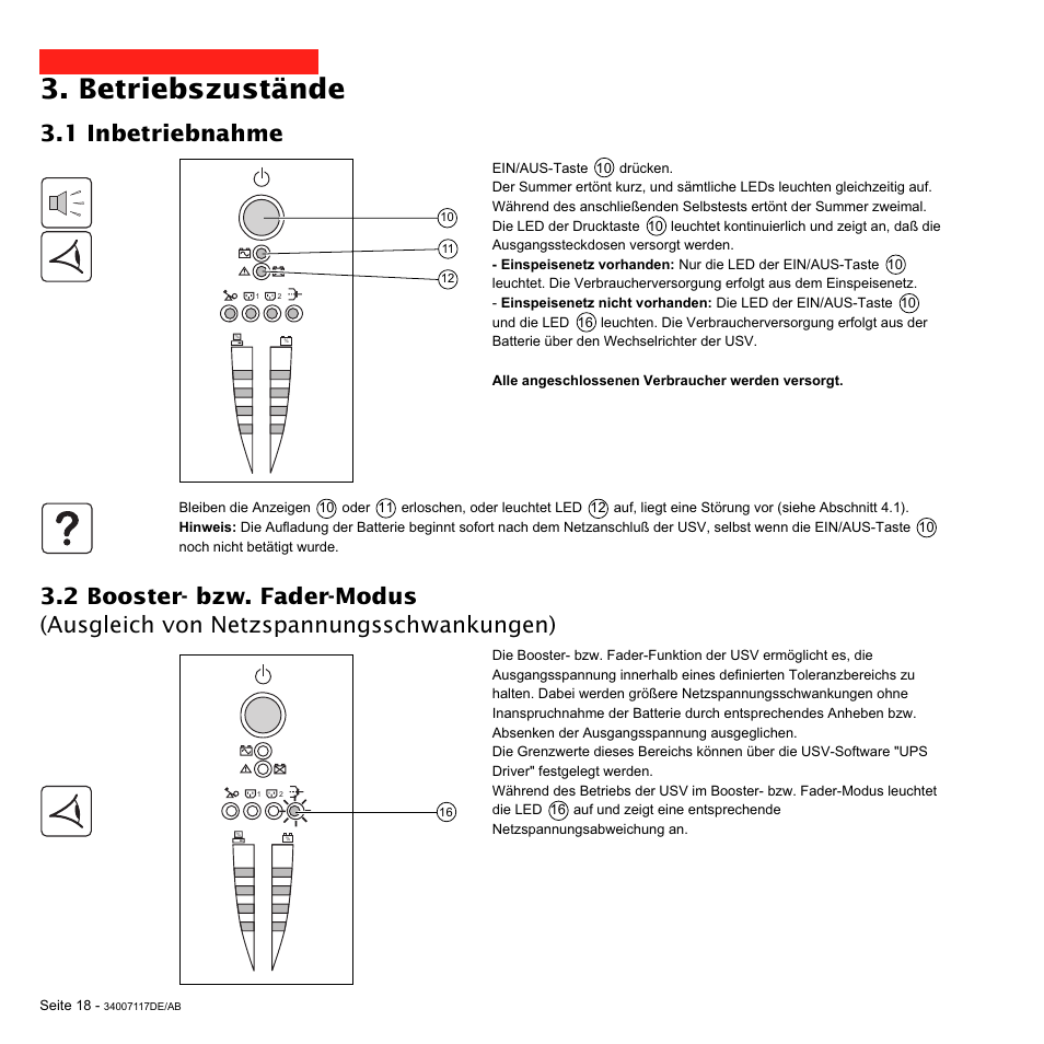 Betriebszustände, 1 inbetriebnahme | MGE UPS Systems 800 Rack User Manual | Page 83 / 196