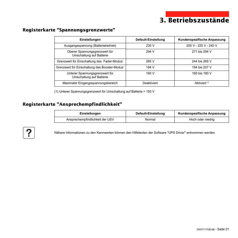 Betriebszustände | MGE UPS Systems 800 Rack User Manual | Page 86 / 196