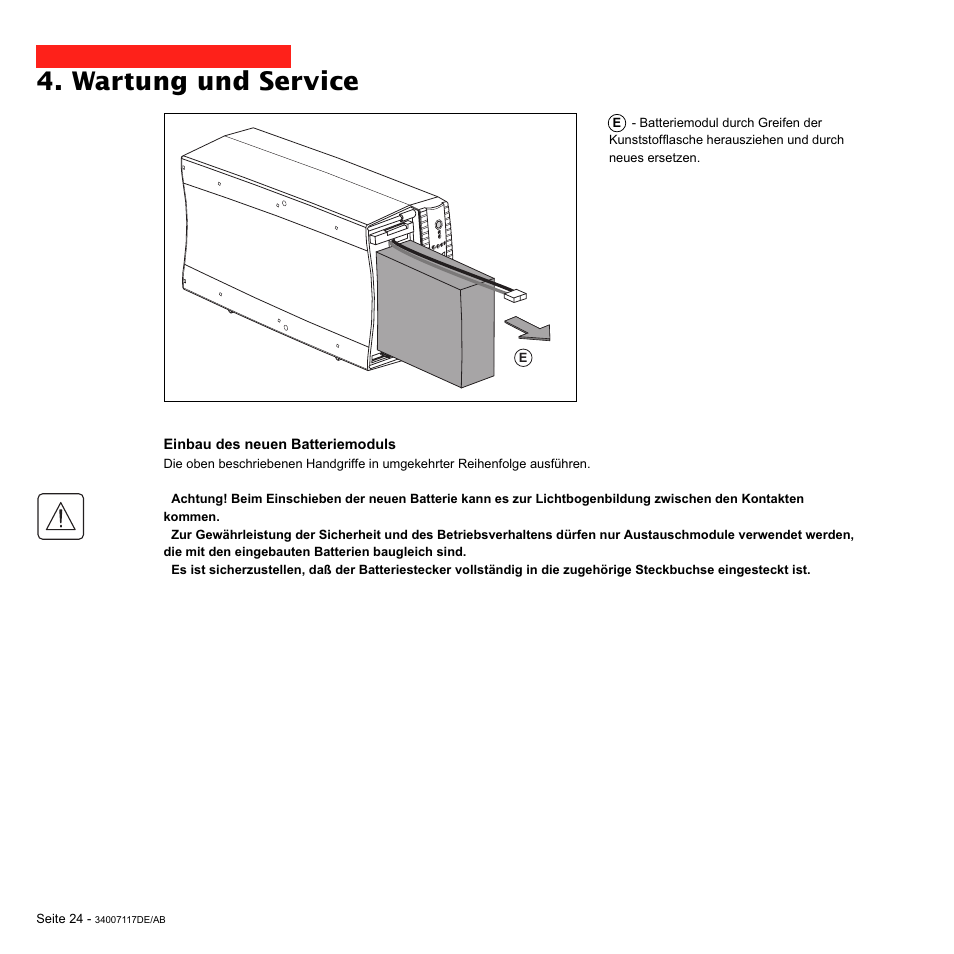 Wartung und service | MGE UPS Systems 800 Rack User Manual | Page 89 / 196