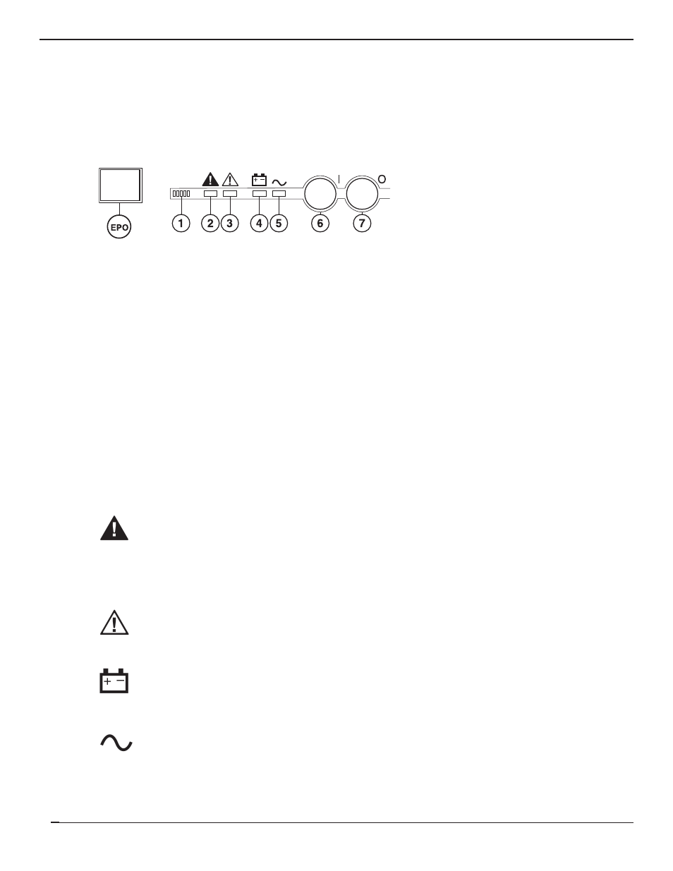 1 front panel 1-7, Front panel indicators and c, Front panel -7 | Front panel indicators and control display | MGE UPS Systems EPS 8000 User Manual | Page 17 / 54