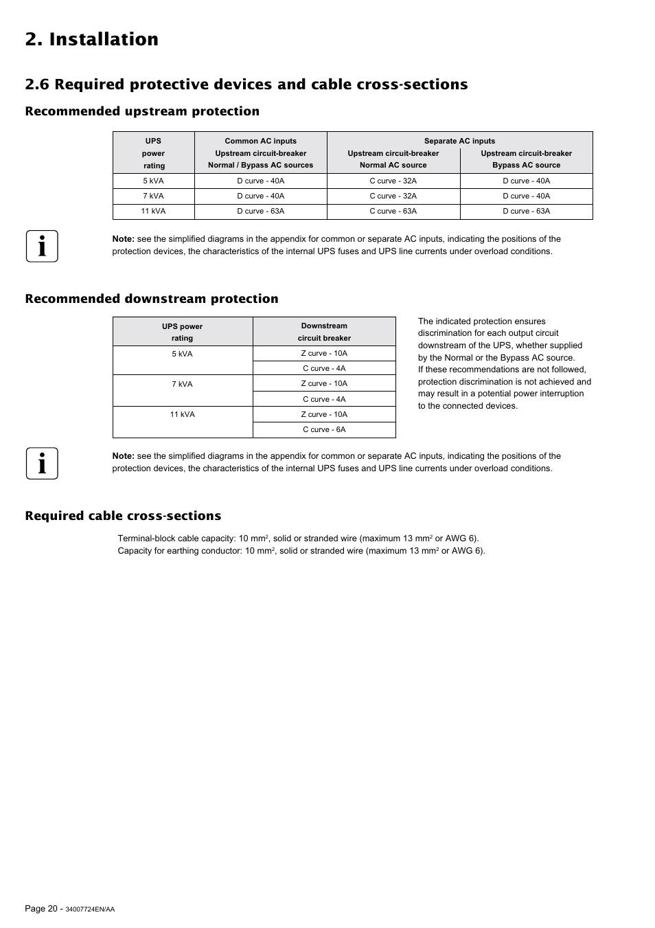 Installation | MGE UPS Systems Comet EX 11 RT 3:1 User Manual | Page 20 / 38
