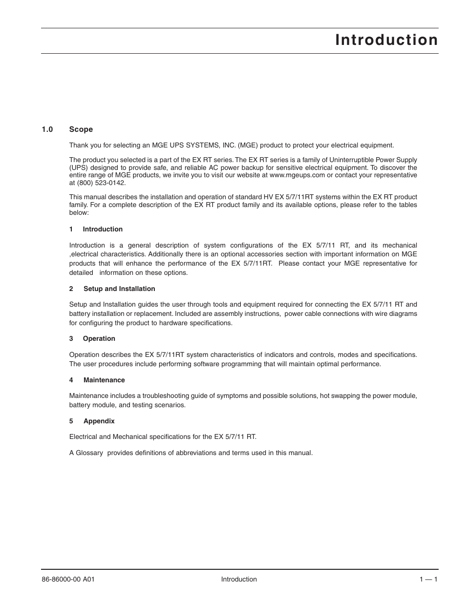 Introduction | MGE UPS Systems EX 7RT User Manual | Page 13 / 72