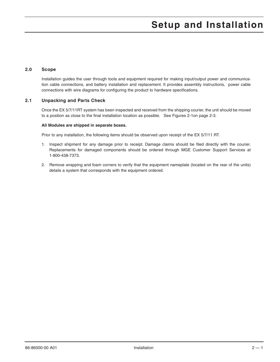 Setup and installation | MGE UPS Systems EX 7RT User Manual | Page 25 / 72