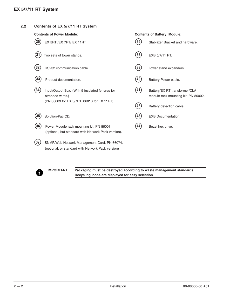 Ex 5/7/11 rt system | MGE UPS Systems EX 7RT User Manual | Page 26 / 72