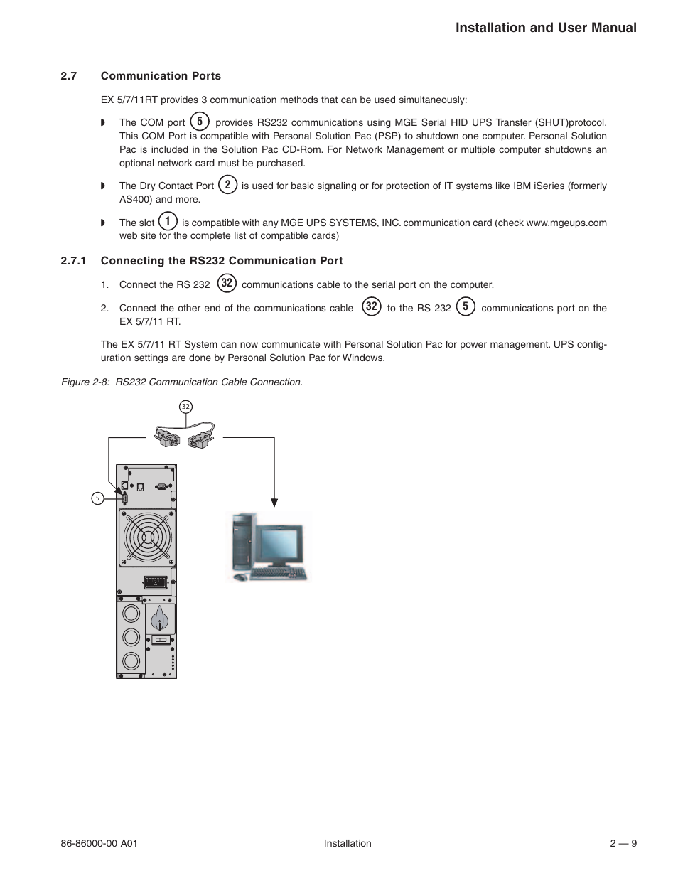 Installation and user manual | MGE UPS Systems EX 7RT User Manual | Page 33 / 72