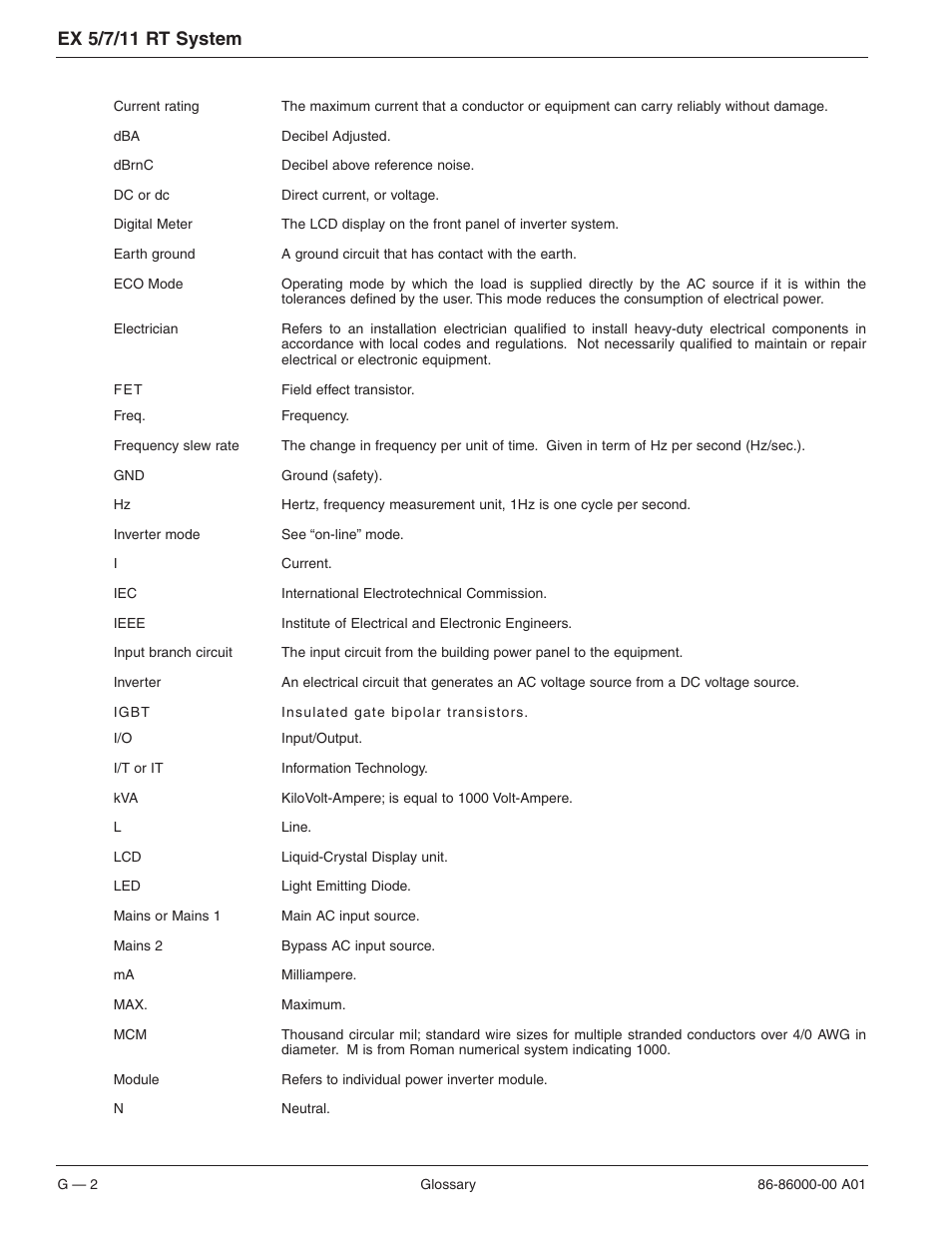 Ex 5/7/11 rt system | MGE UPS Systems EX 7RT User Manual | Page 66 / 72
