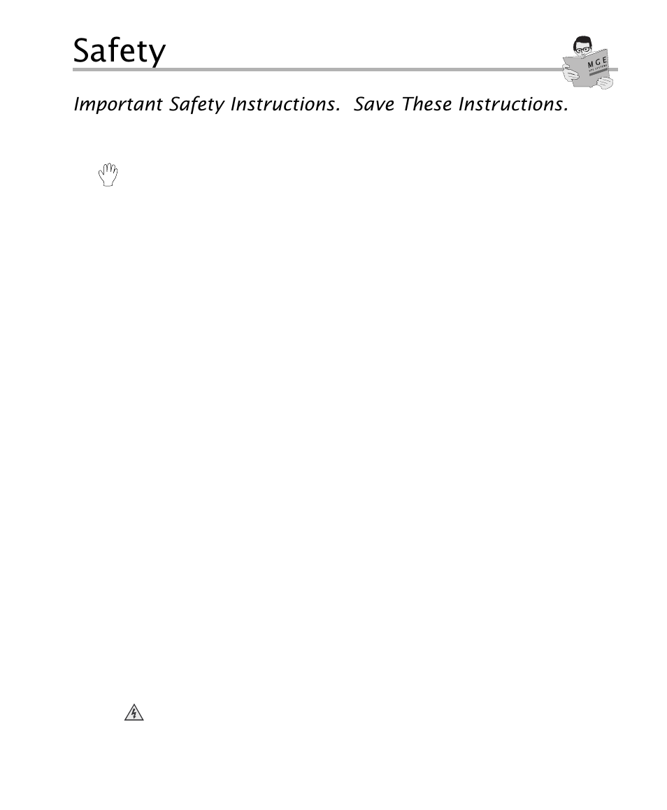 Safety | MGE UPS Systems 4 User Manual | Page 3 / 34