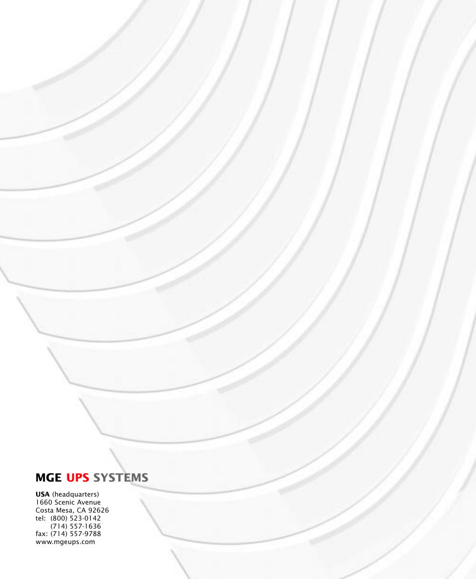 Mge ups systems | MGE UPS Systems 4 User Manual | Page 34 / 34