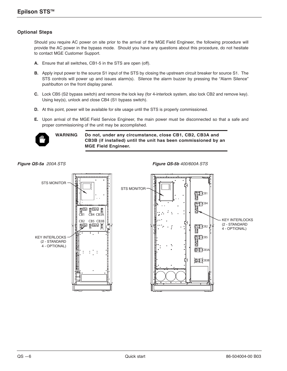 Epilson sts | MGE UPS Systems STS 600A User Manual | Page 16 / 66