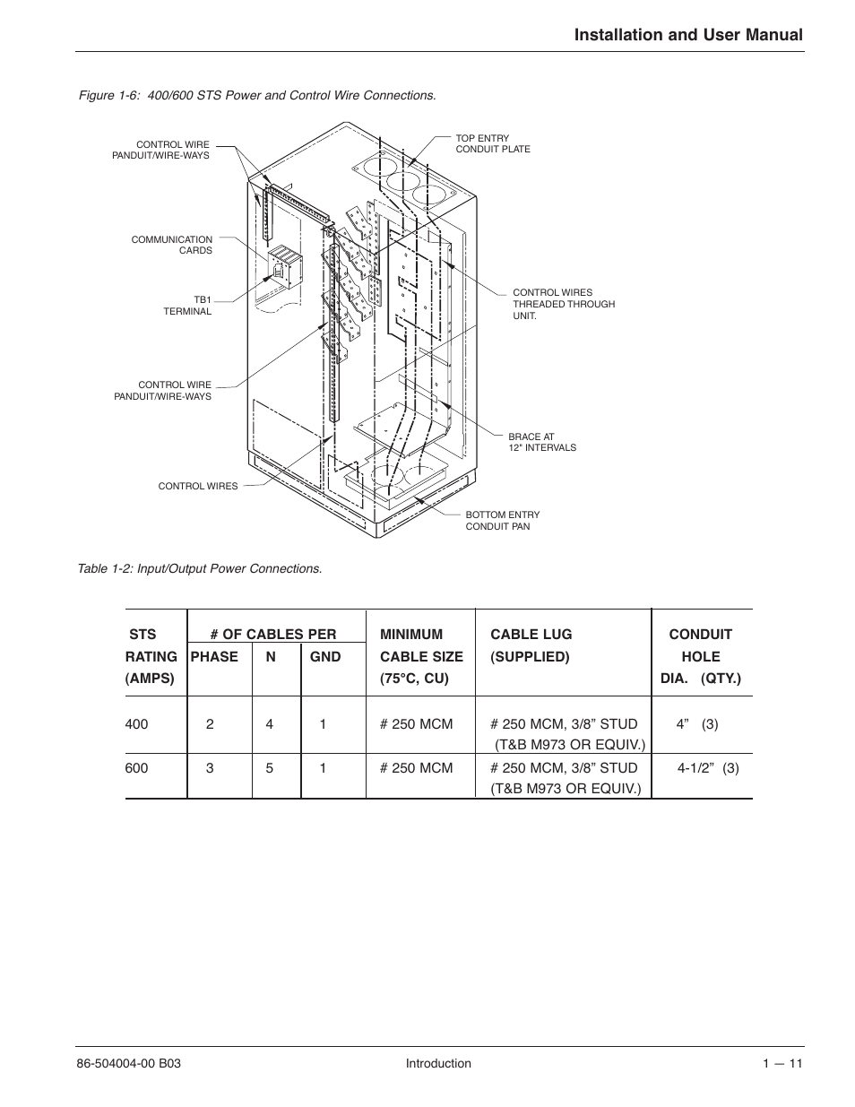 Installation and user manual | MGE UPS Systems STS 600A User Manual | Page 27 / 66