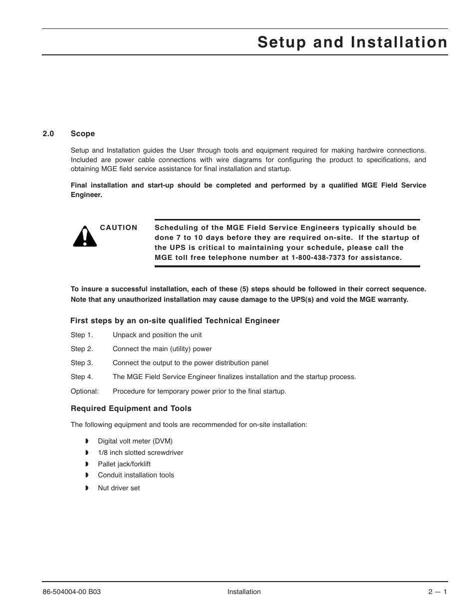 Setup and installation | MGE UPS Systems STS 600A User Manual | Page 29 / 66