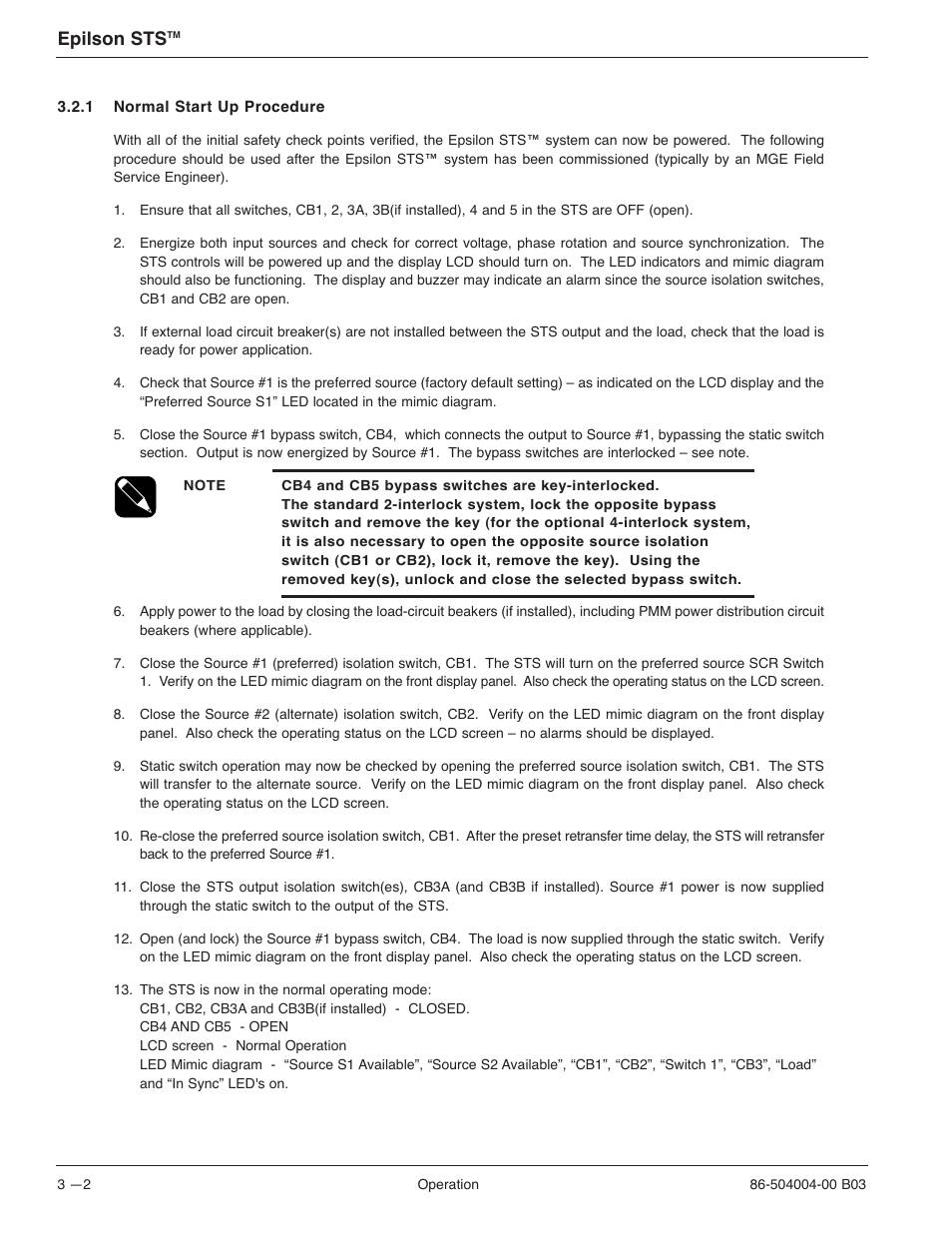 Epilson sts | MGE UPS Systems STS 600A User Manual | Page 40 / 66