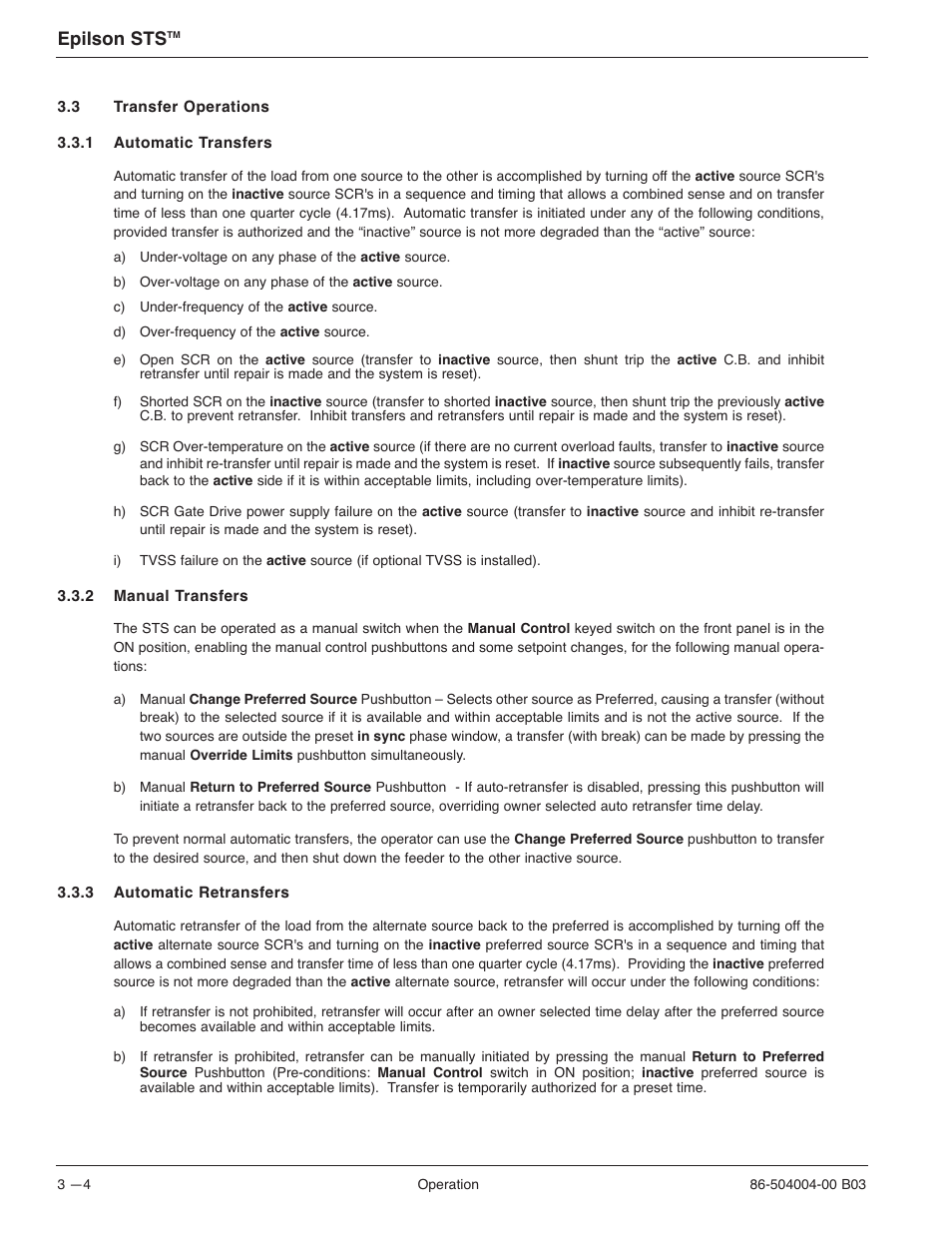 Epilson sts | MGE UPS Systems STS 600A User Manual | Page 42 / 66