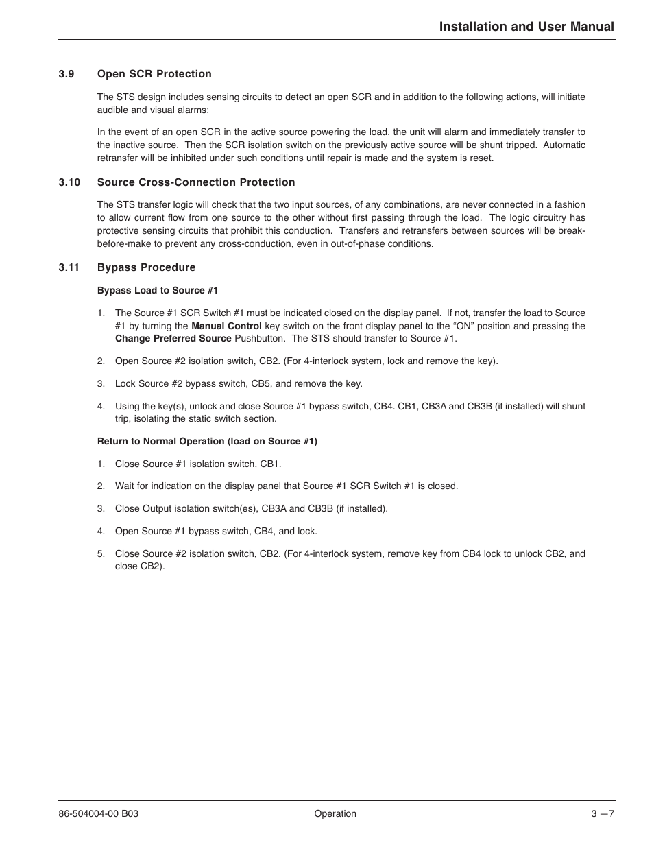 Installation and user manual | MGE UPS Systems STS 600A User Manual | Page 45 / 66