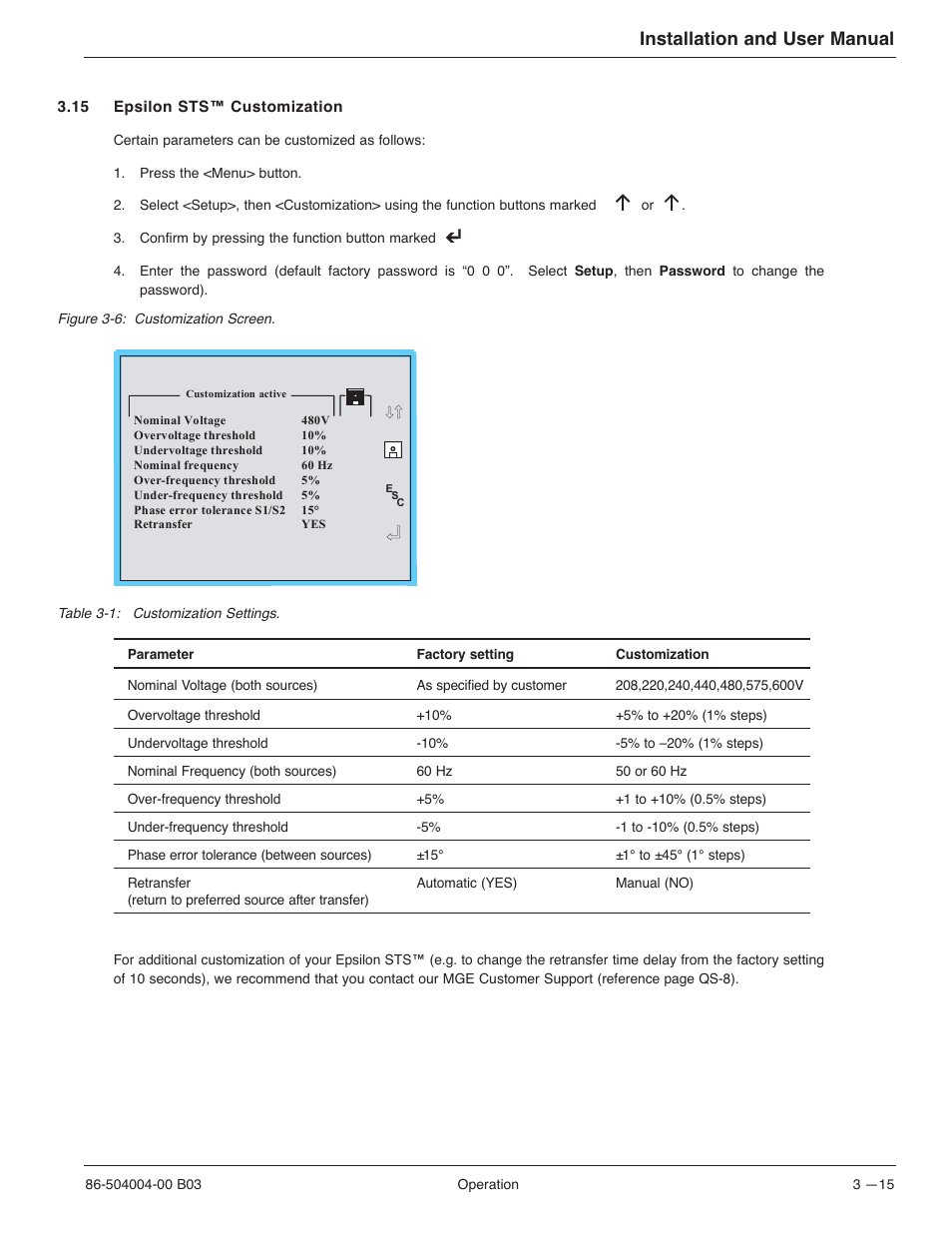 Installation and user manual | MGE UPS Systems STS 600A User Manual | Page 53 / 66