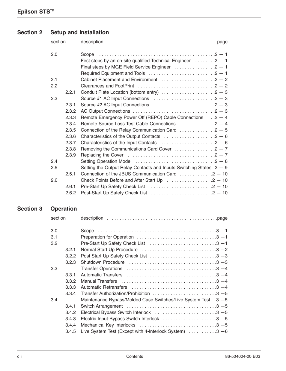 MGE UPS Systems STS 600A User Manual | Page 8 / 66