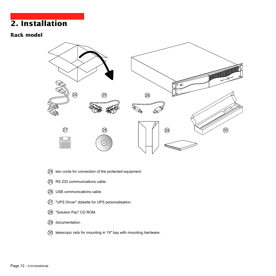 Installation, Rack model | MGE UPS Systems Pulsar EXtreme 1000C User Manual | Page 12 / 28