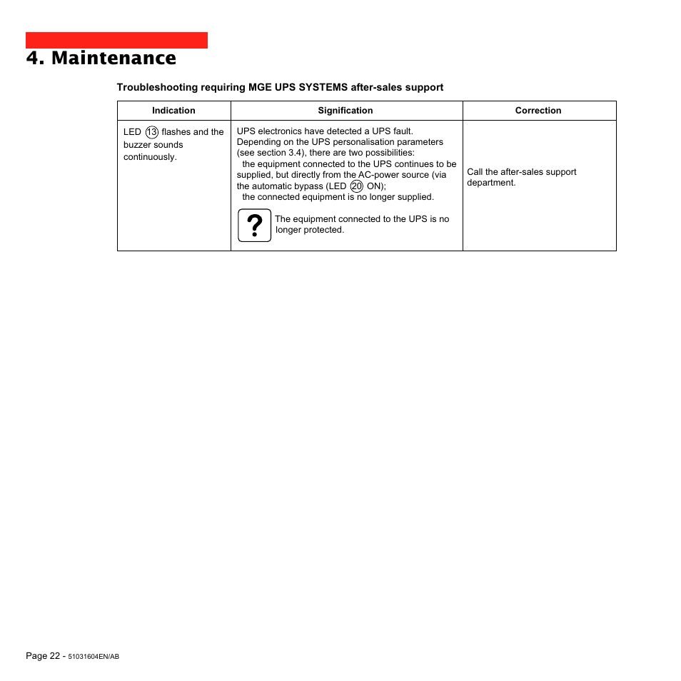 Maintenance | MGE UPS Systems Pulsar EXtreme 1000C User Manual | Page 22 / 28