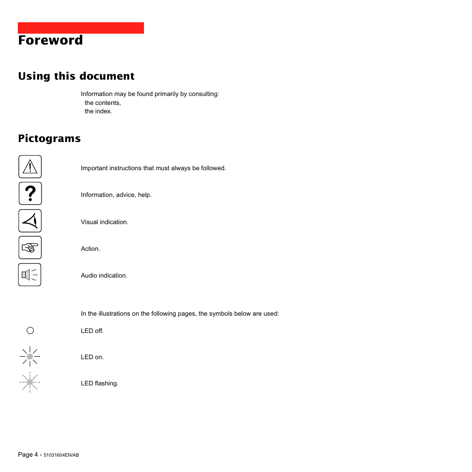 Foreword, Using this document, Pictograms | MGE UPS Systems Pulsar EXtreme 1000C User Manual | Page 4 / 28