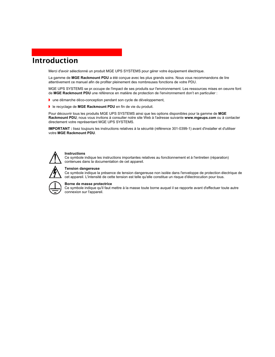 Introduction | MGE UPS Systems Rackmount PDU User Manual | Page 10 / 36