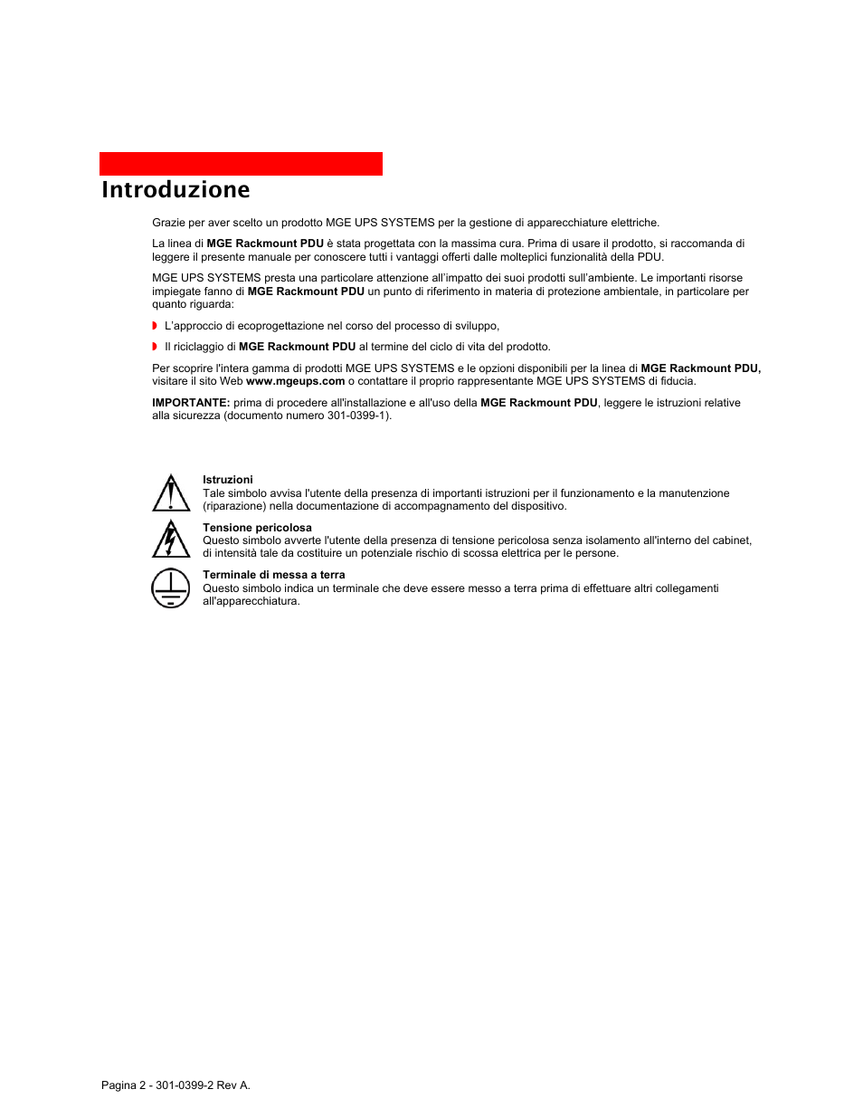 Introduzione | MGE UPS Systems Rackmount PDU User Manual | Page 22 / 36