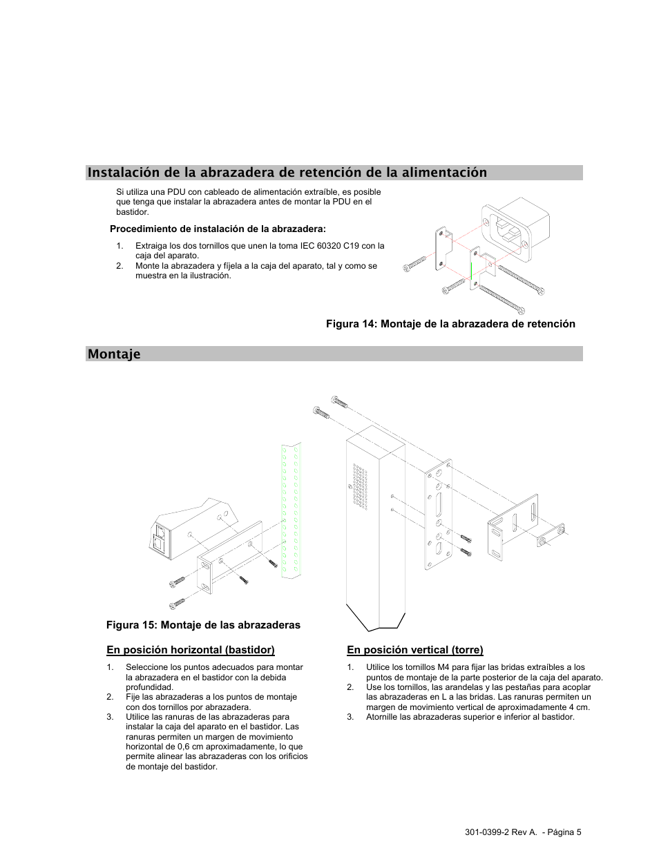 Montaje, En posición horizontal (bastidor), En posición vertical (torre) | MGE UPS Systems Rackmount PDU User Manual | Page 31 / 36