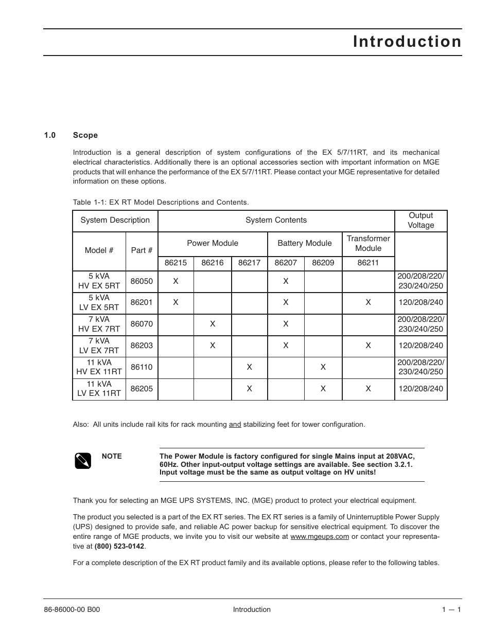 Introduction | MGE UPS Systems EX-7 User Manual | Page 15 / 76
