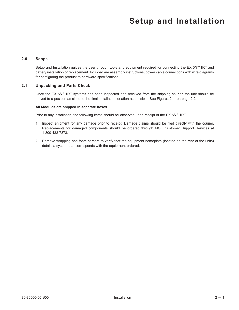 Setup and installation | MGE UPS Systems EX-7 User Manual | Page 27 / 76