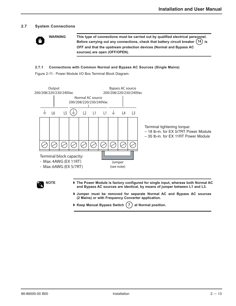 Installation and user manual | MGE UPS Systems EX-7 User Manual | Page 39 / 76