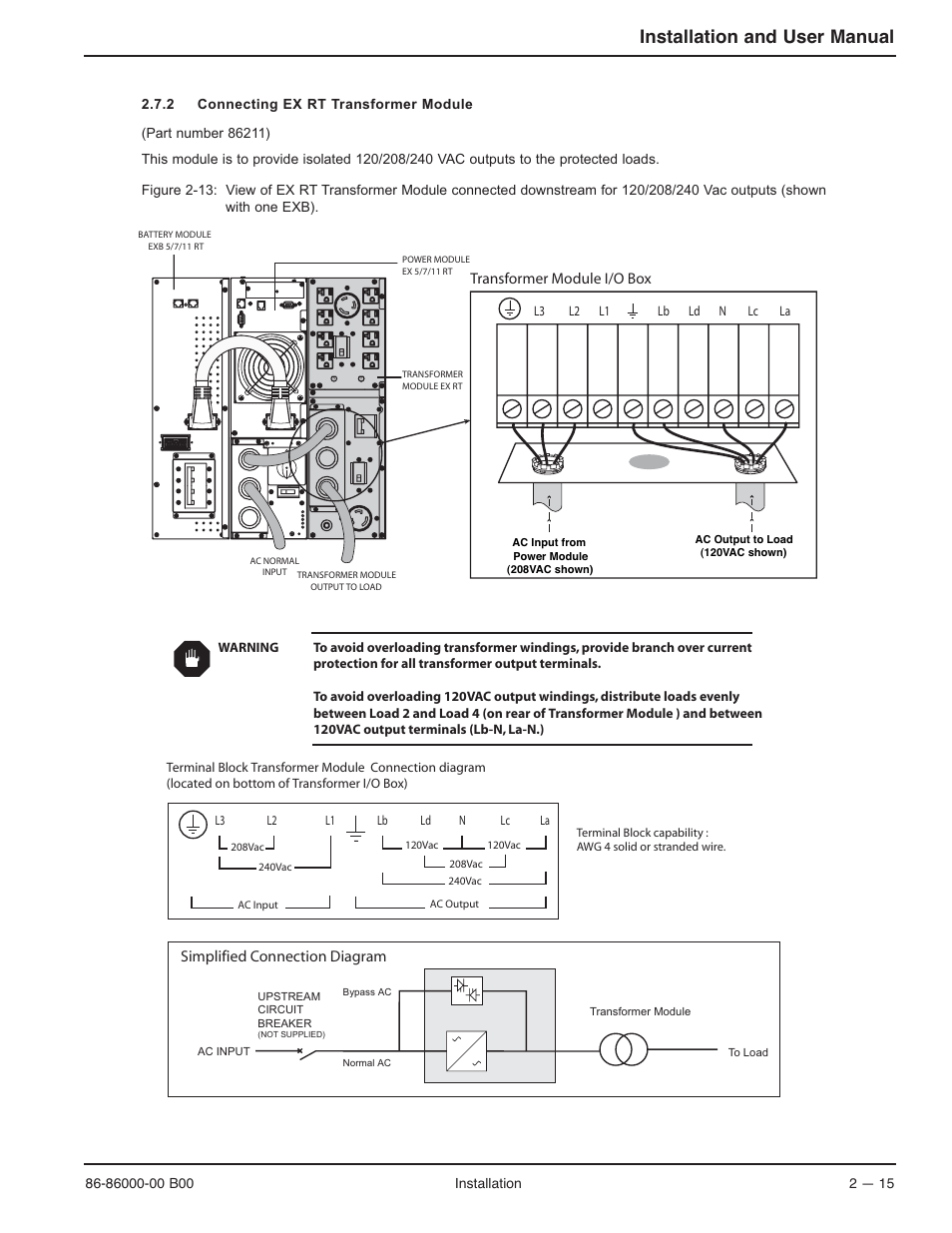 Installation and user manual | MGE UPS Systems EX-7 User Manual | Page 41 / 76