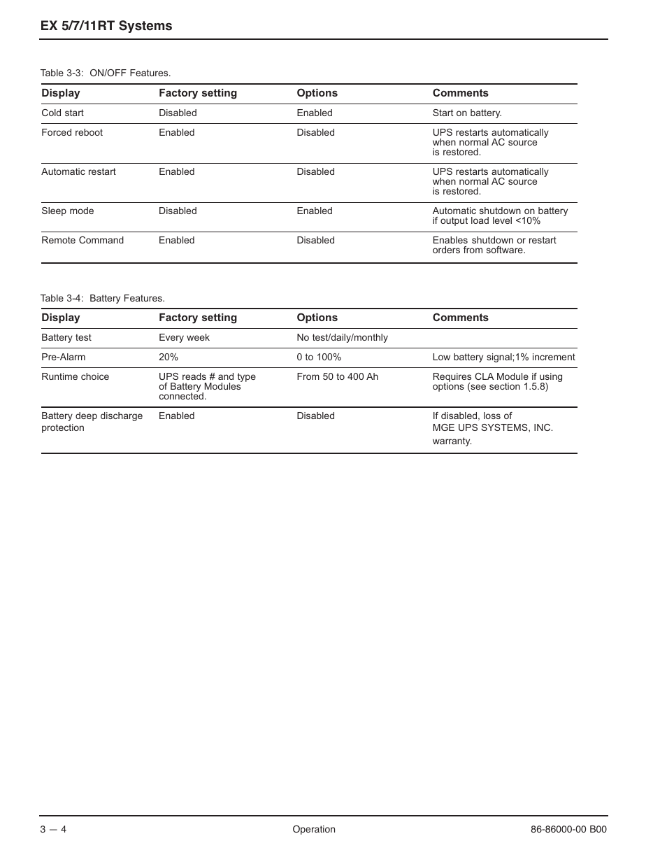 Ex 5/7/11rt systems | MGE UPS Systems EX-7 User Manual | Page 50 / 76