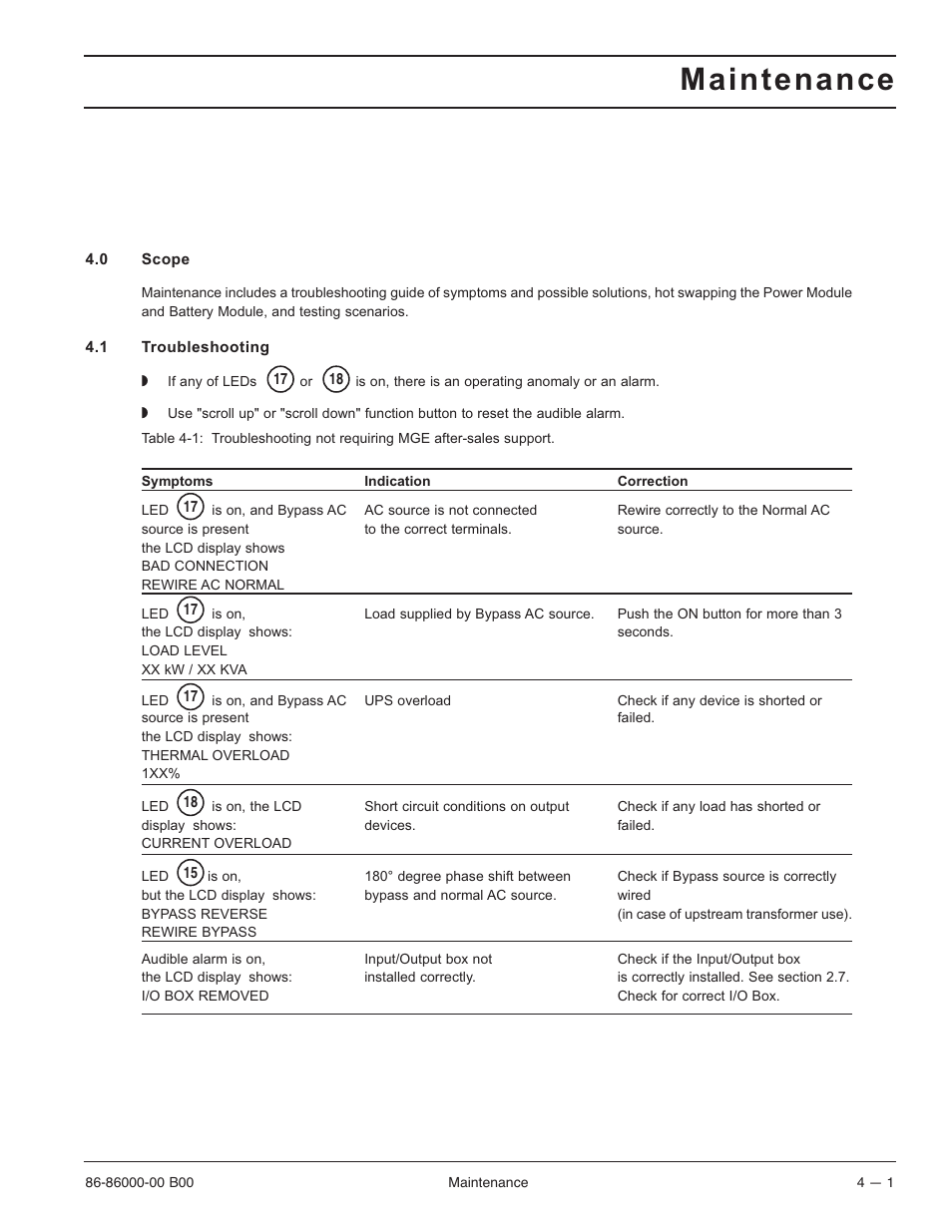 Maintenance | MGE UPS Systems EX-7 User Manual | Page 57 / 76