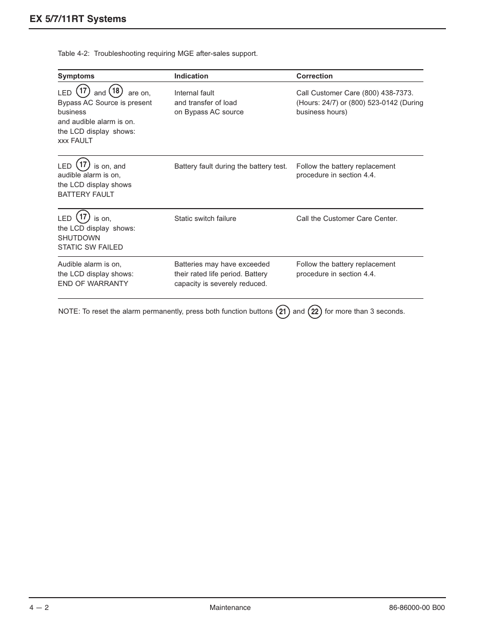 Ex 5/7/11rt systems | MGE UPS Systems EX-7 User Manual | Page 58 / 76