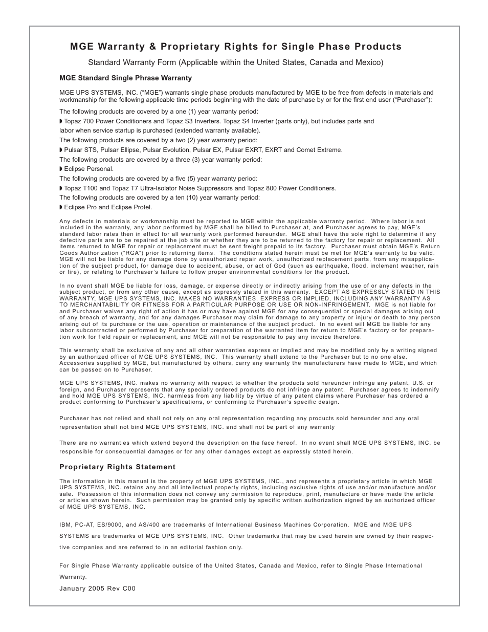 MGE UPS Systems EX-7 User Manual | Page 67 / 76