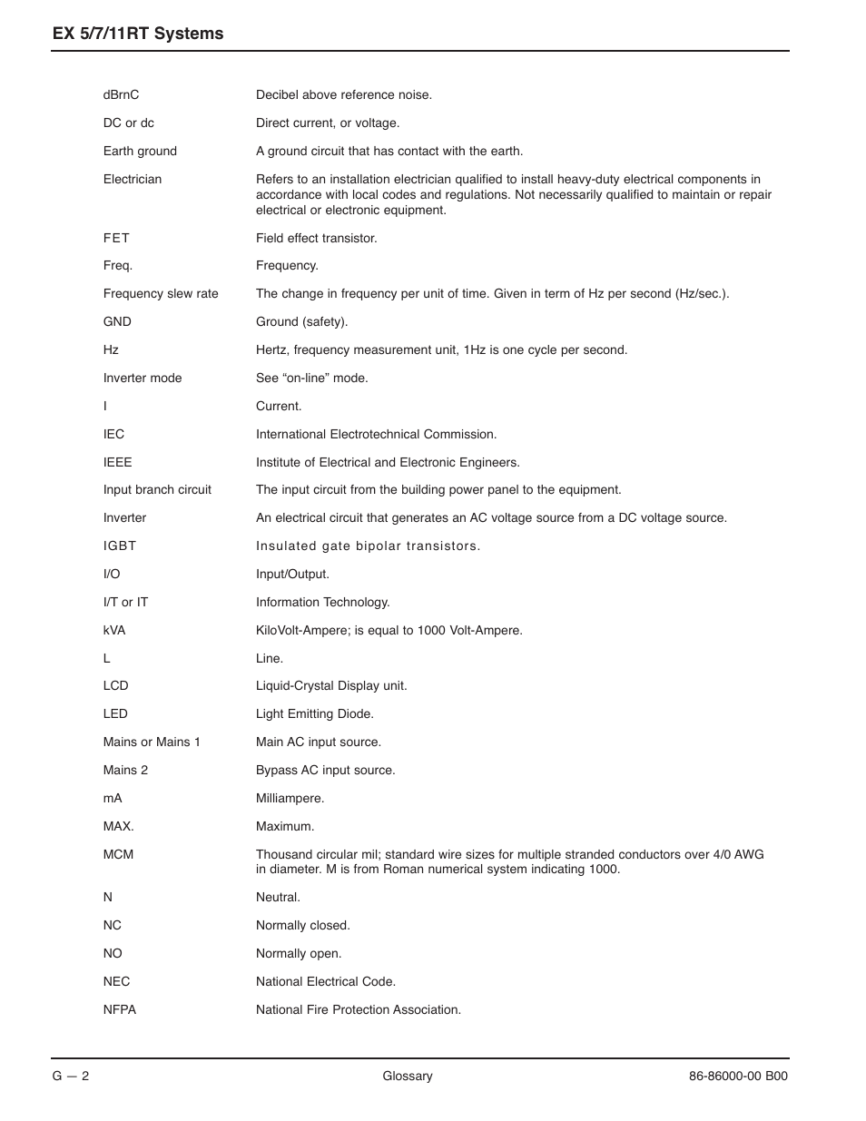 Ex 5/7/11rt systems | MGE UPS Systems EX-7 User Manual | Page 72 / 76