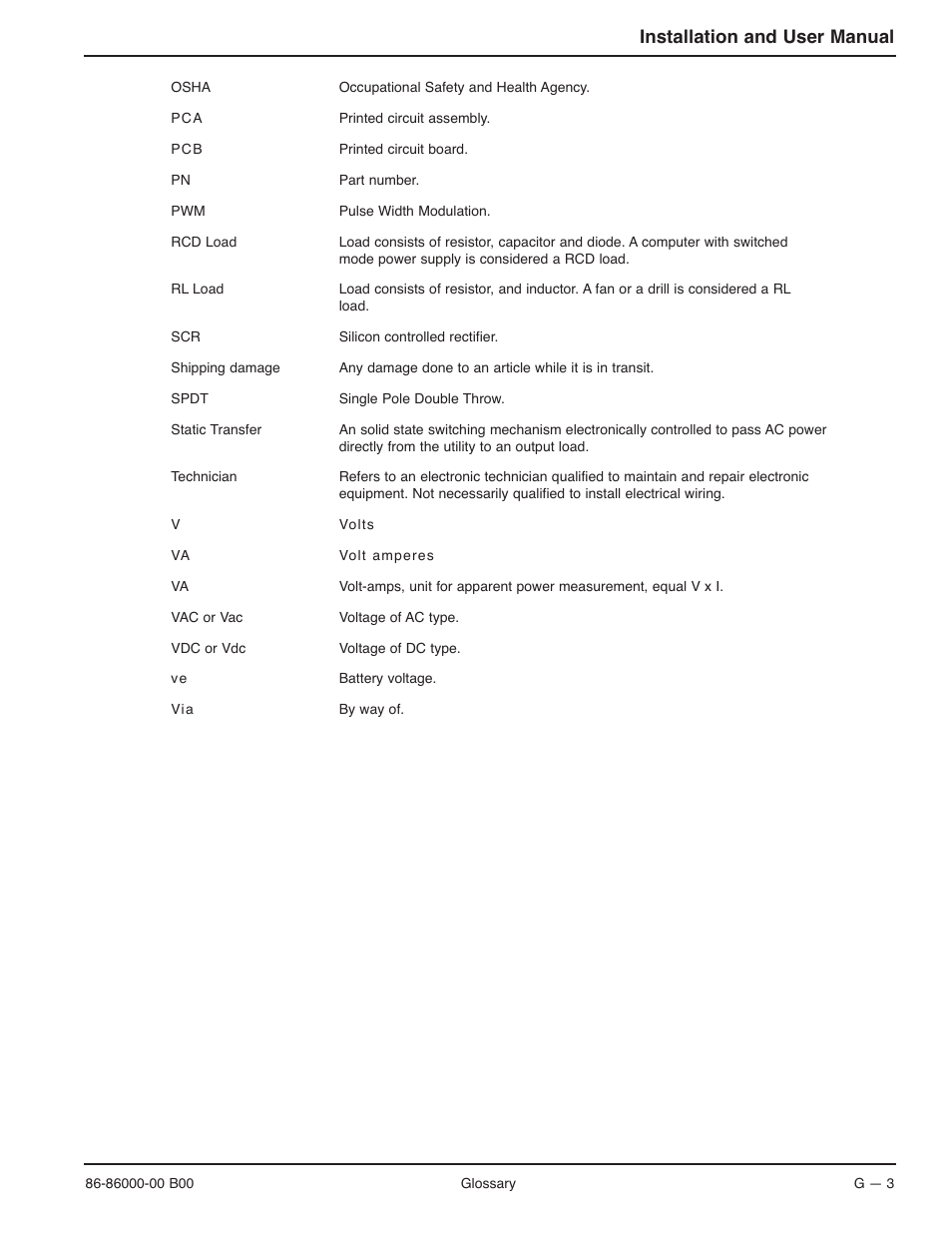 Installation and user manual | MGE UPS Systems EX-7 User Manual | Page 73 / 76