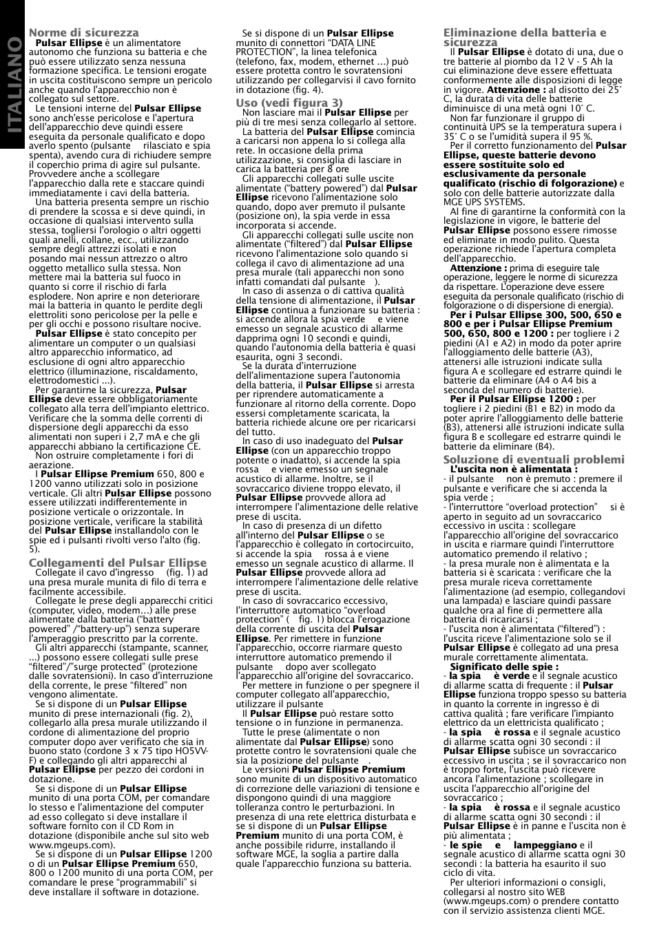 It aliano | MGE UPS Systems Pulsar Ellipse Premium 500 User Manual | Page 8 / 16