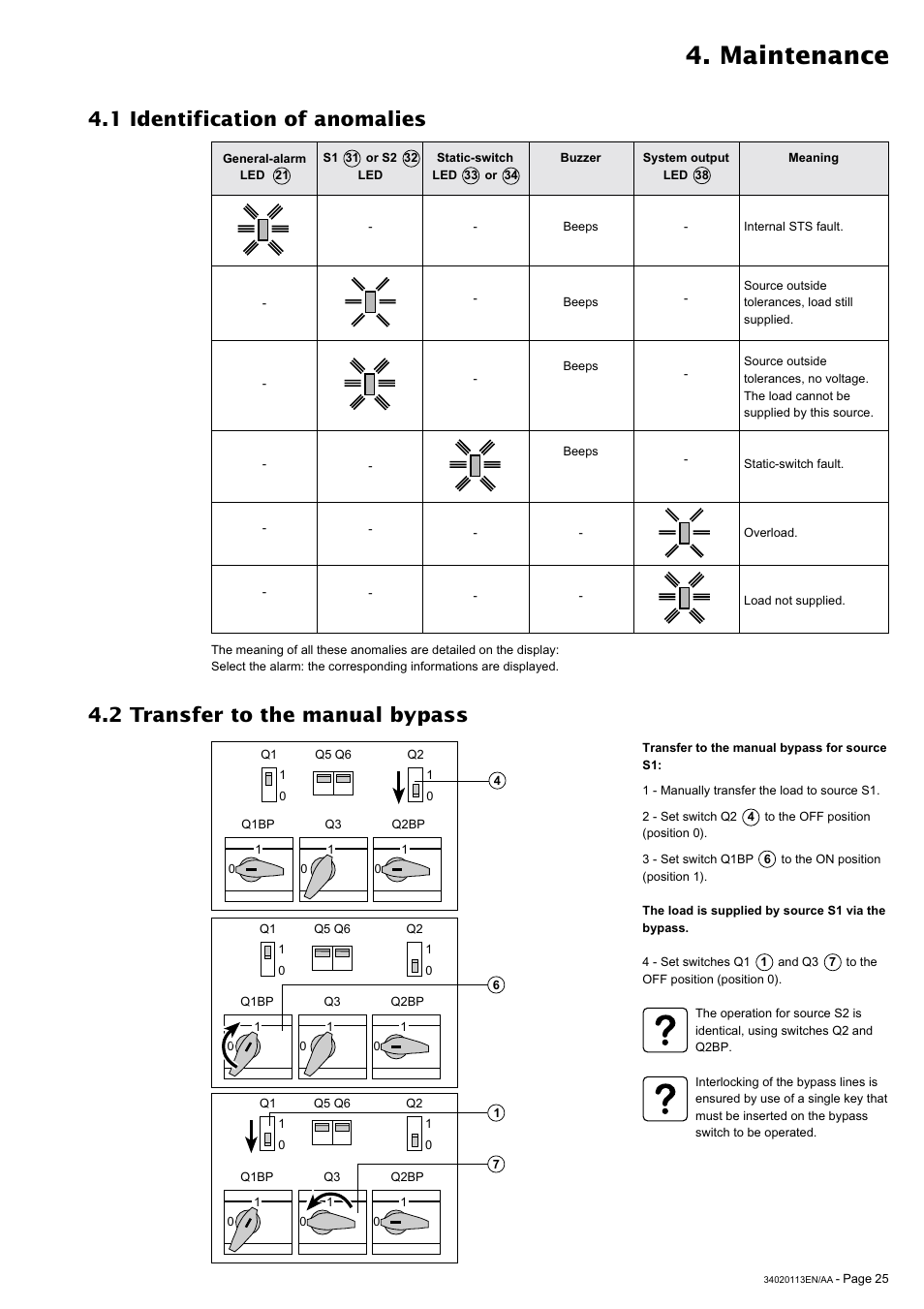 Maintenance | MGE UPS Systems 30A User Manual | Page 25 / 30