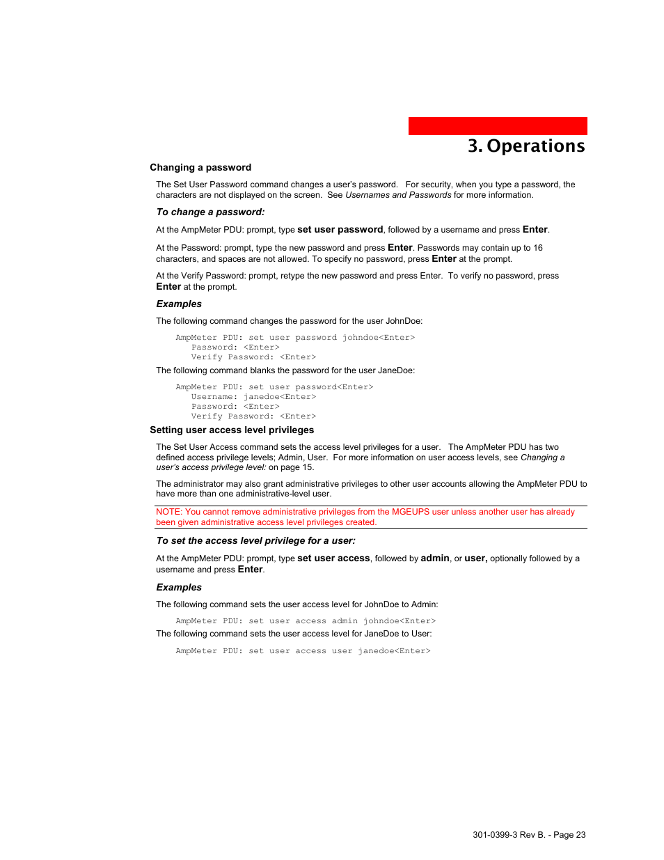 Operations | MGE UPS Systems AmpMeter PDU User Manual | Page 23 / 52