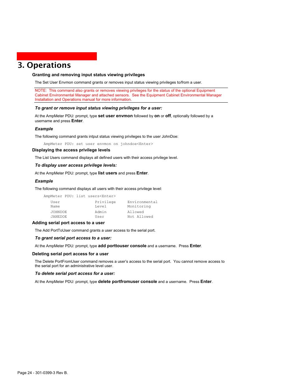 Operations | MGE UPS Systems AmpMeter PDU User Manual | Page 24 / 52