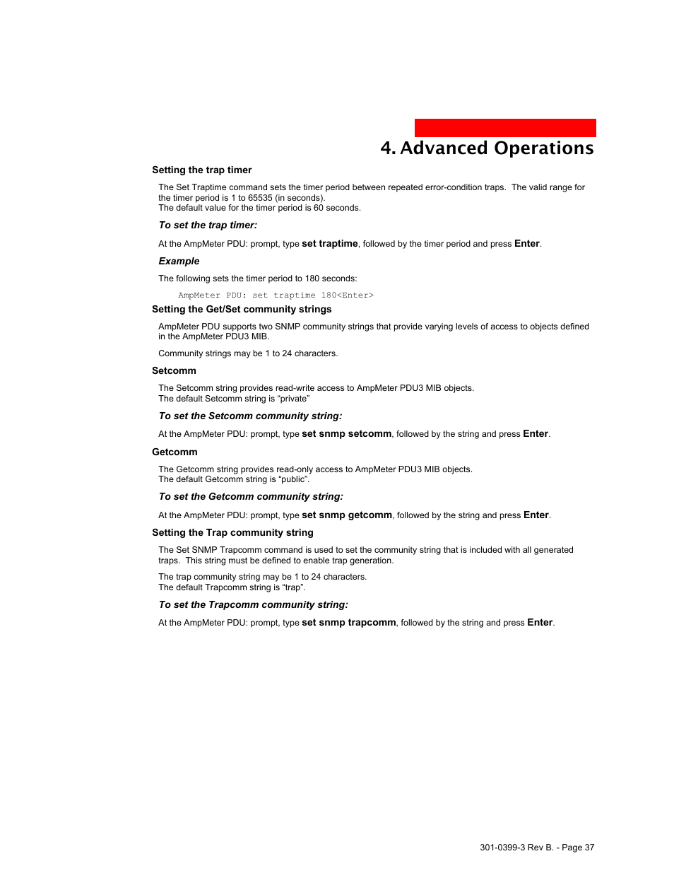 Advanced operations | MGE UPS Systems AmpMeter PDU User Manual | Page 37 / 52