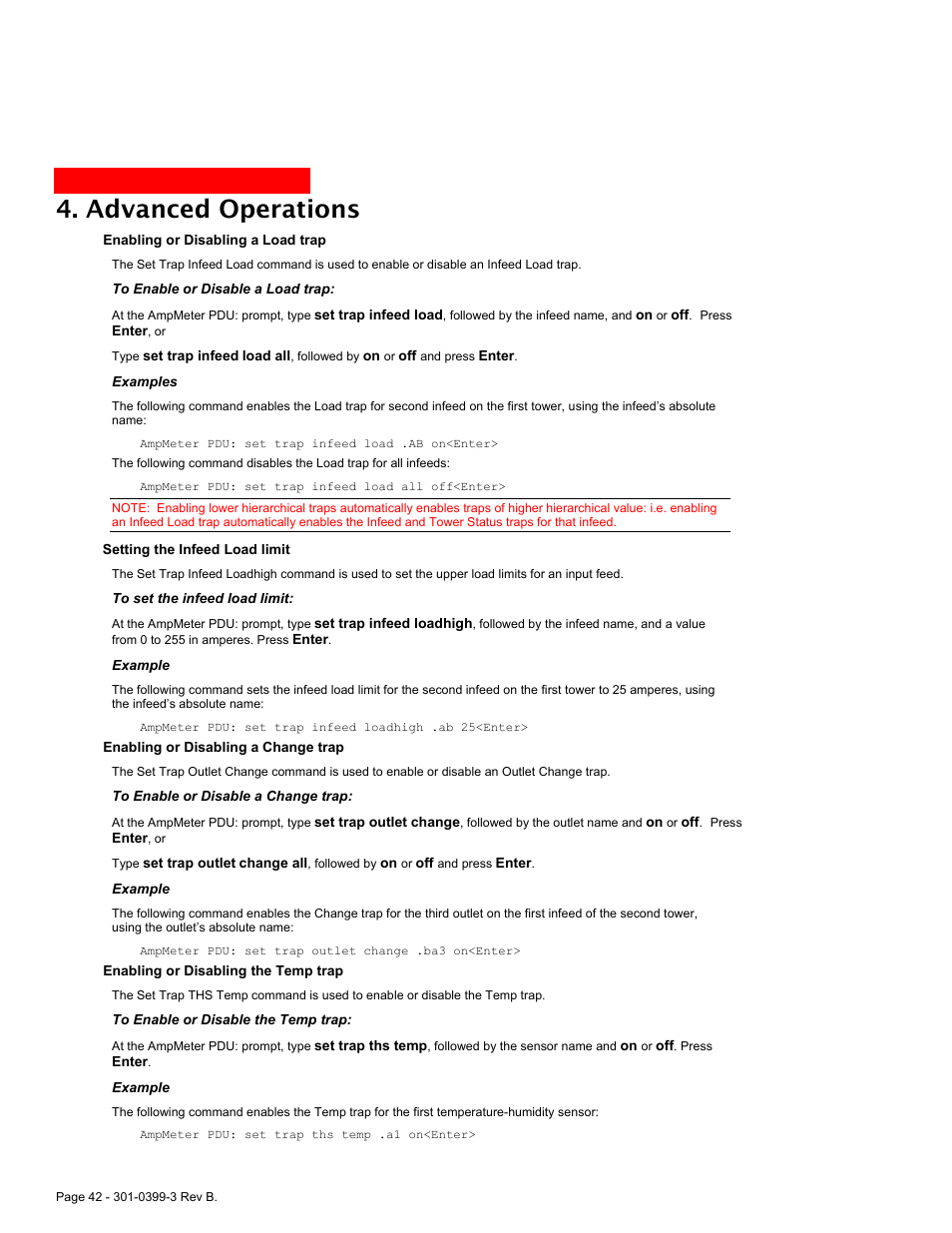 Advanced operations | MGE UPS Systems AmpMeter PDU User Manual | Page 42 / 52