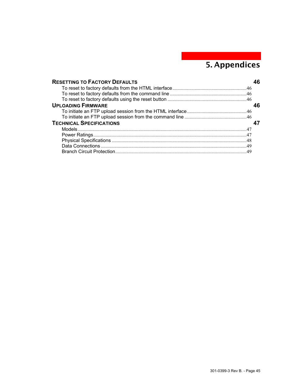 Ppendices, Appendices | MGE UPS Systems AmpMeter PDU User Manual | Page 45 / 52