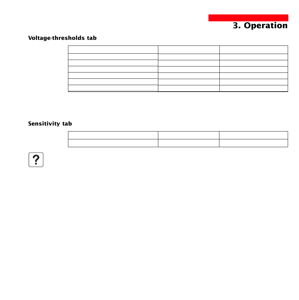 Operation, Voltage-thresholds tab sensitivity tab | MGE UPS Systems 1500 Tower User Manual | Page 21 / 36