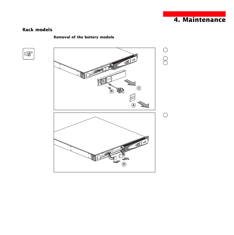 Maintenance, Rack models | MGE UPS Systems 1500 Tower User Manual | Page 25 / 36