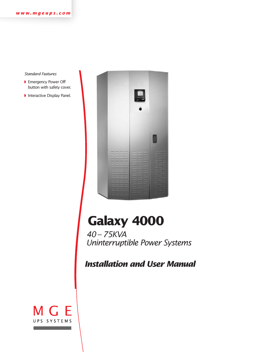 MGE UPS Systems 40-75KVA User Manual | 56 pages